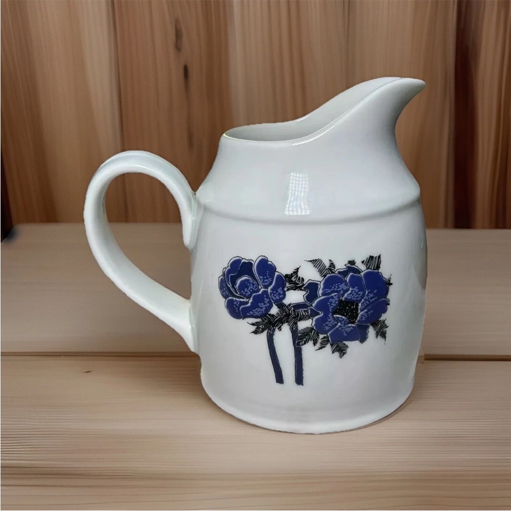 VTG Royal Doulton Indigo Creamer/Small Pitcher Blue Floral